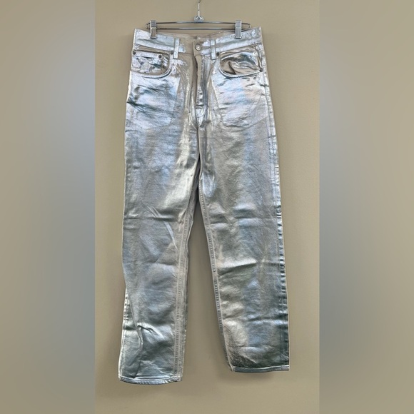 Zara Denim - Zara Women’s Silver Metallic Button Fly Jeans
